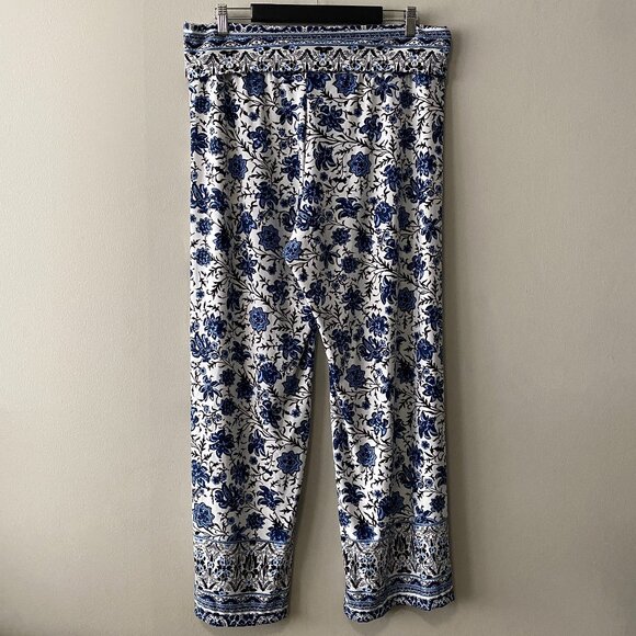 Artizan Robin Barré Blue White Floral Print Print Wide Leg Pant - Picture 2 of 13